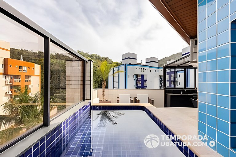 Cobertura piscina aquecida 42A - Temporada Ubatuba