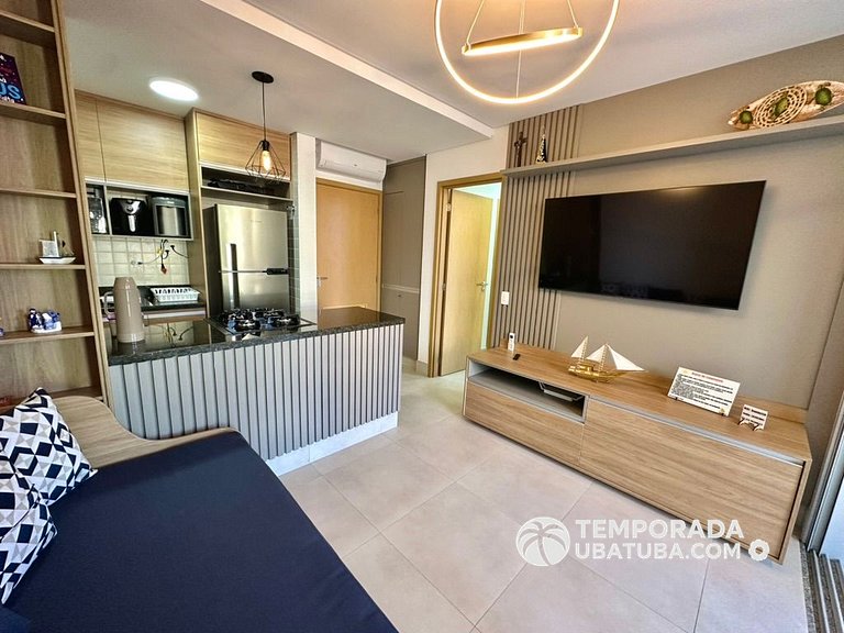 BAM310 – Apartamento frente mar com 2 dormitórios. Condomíni