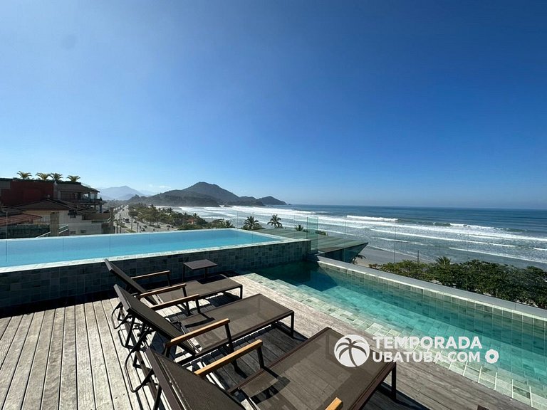 BAM310 – Apartamento frente mar com 2 dormitórios. Condomíni