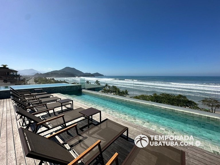 BAM310 – Apartamento frente mar com 2 dormitórios. Condomíni