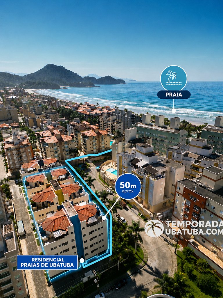 23D - Apto a 100m do mar com piscina semi olimpica