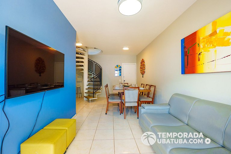 46DC - Cob Duplex fte mar 12 pessoas Praia grande