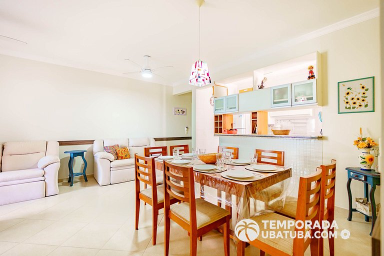305P – Ap 3 dorms ate 10 pessoas ha 100m da Praia