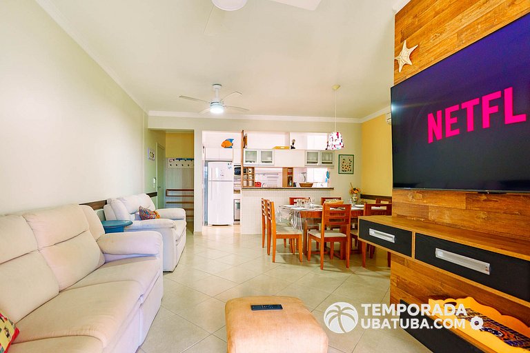 305P – Ap 3 dorms ate 10 pessoas ha 100m da Praia
